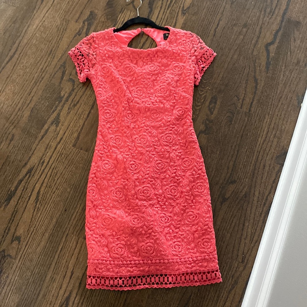 Pink crochet knit dress